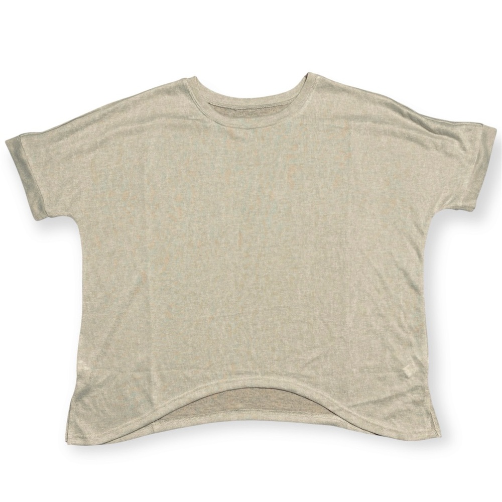 Halara Wm’s Asymmetric Split Hem Sheer Knit Oversize Casual Top In Beige Sz M